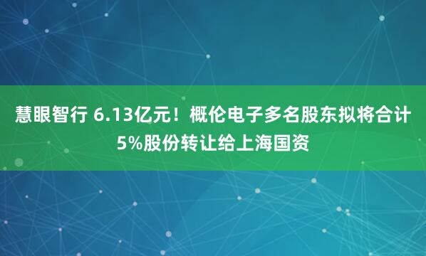 慧眼智行 6.13亿元！概伦电子多名股东拟将合计5%股份转让给上海国资